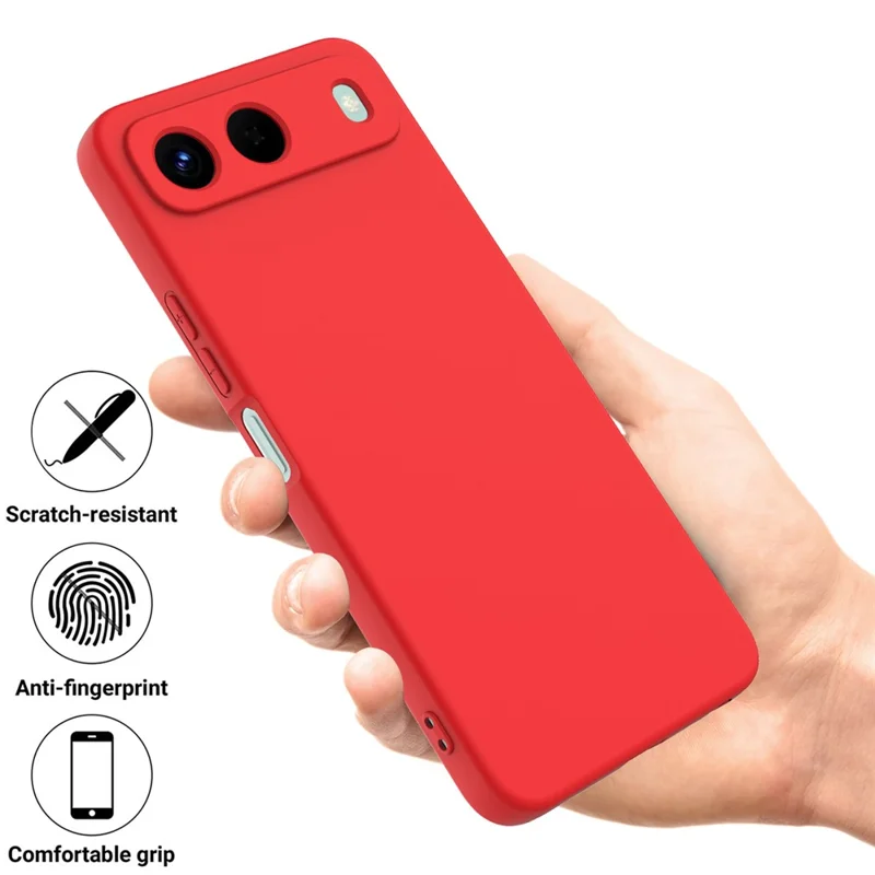 For TECNO Spark 40 5G Liquid Silicone Case Phone Back Cover with Hand Strap - Red