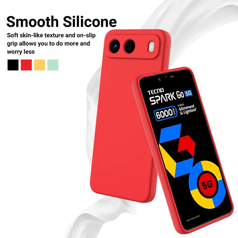 For TECNO Spark 40 5G Liquid Silicone Case Phone Back Cover with Hand Strap - Red