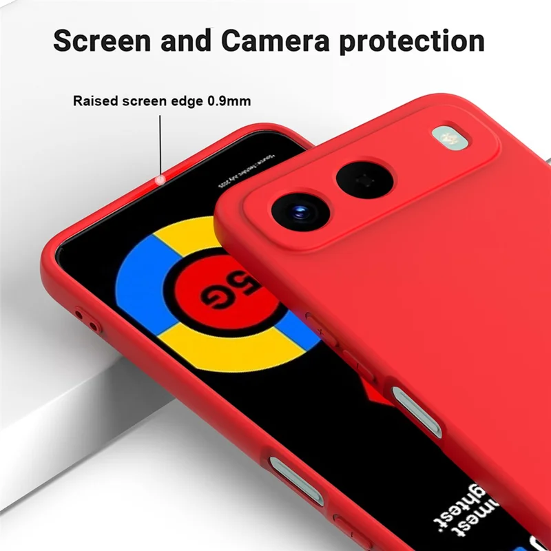 For TECNO Spark 40 5G Liquid Silicone Case Phone Back Cover with Hand Strap - Red
