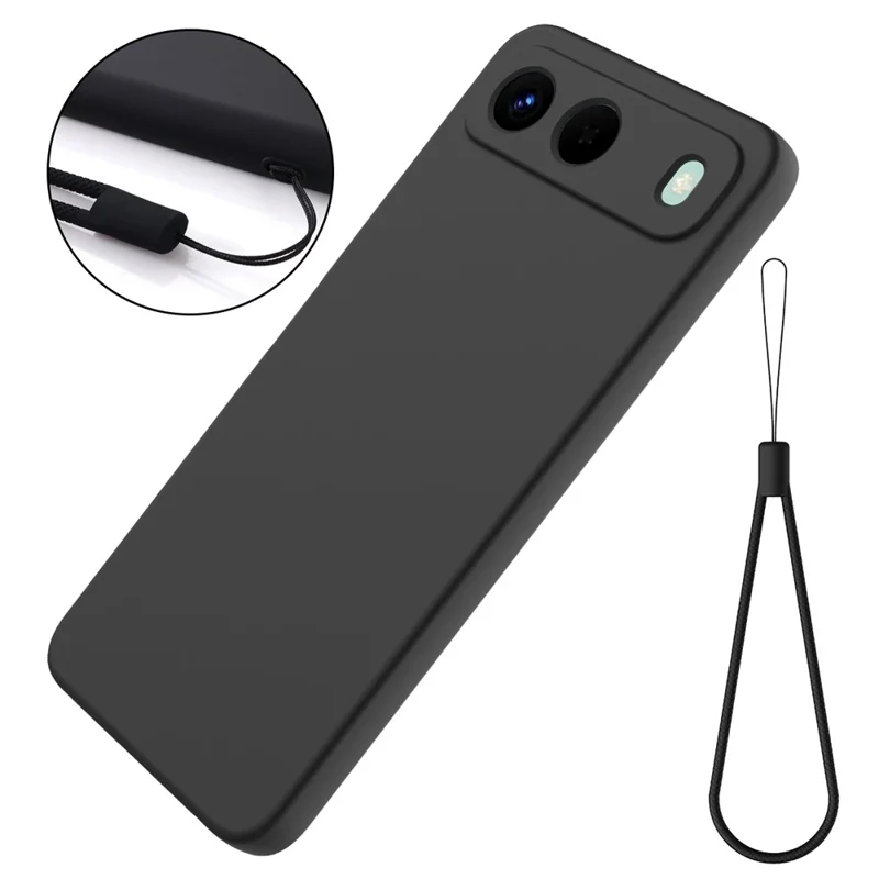 Coque en silicone liquide pour TECNO Spark 40 5G avec dragonne - Noir