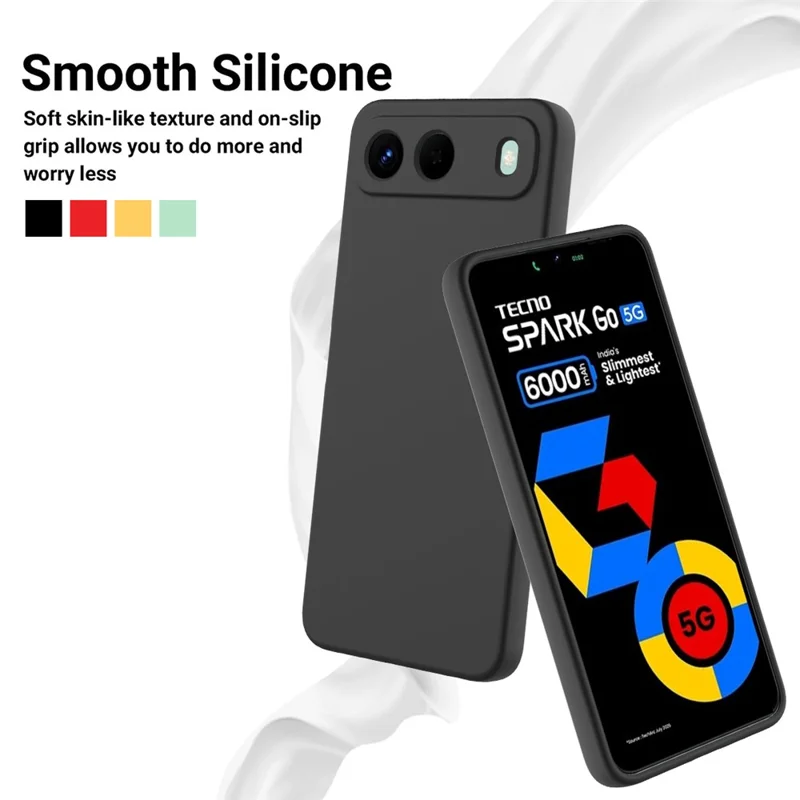 Coque en silicone liquide pour TECNO Spark 40 5G avec dragonne - Noir
