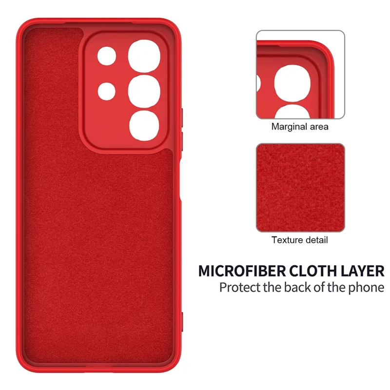 Чехол из жидкого силикона для vivo Y31 Pro 5G с подставкой и ремешком для руки - Красный