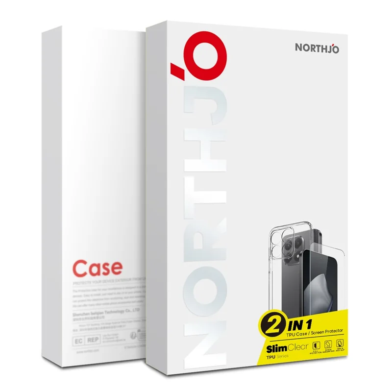 NORTHJO voor Oppo Find X9 Pro 5G hoesje zacht TPU transparant telefoonhoesje met gehard glas screenprotector (ondersteunt vingerafdrukontgrendeling)