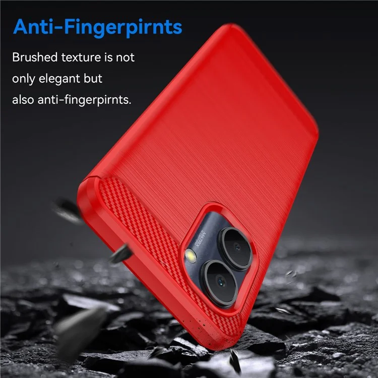 Para Realme C33 4G Drop Protection Flexible Tpu Telep Capacalización de Fibra de Carbono Cepillada Caja de Teléfonos Celulares - Rojo