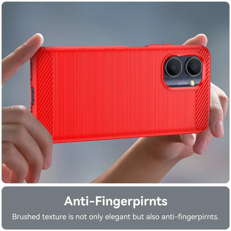 Para Realme C33 4G Drop Protection Flexible Tpu Telep Capacalización de Fibra de Carbono Cepillada Caja de Teléfonos Celulares - Rojo