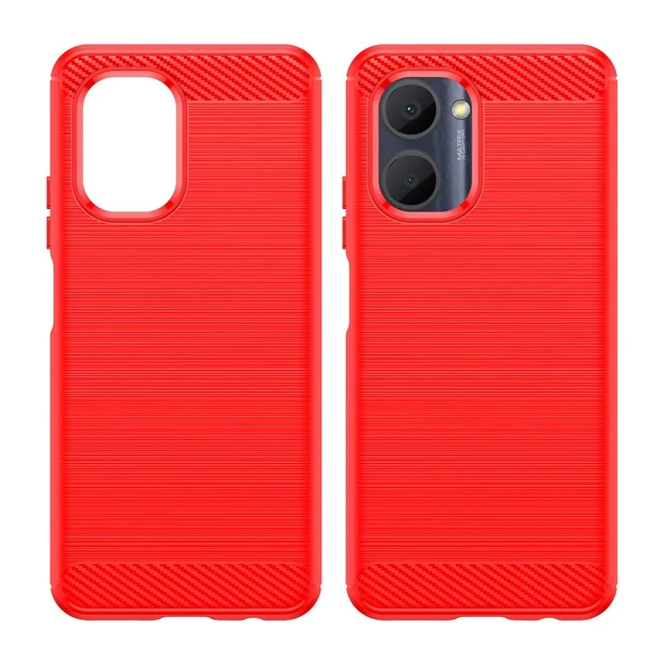 Para Realme C33 4G Drop Protection Flexible Tpu Telep Capacalización de Fibra de Carbono Cepillada Caja de Teléfonos Celulares - Rojo
