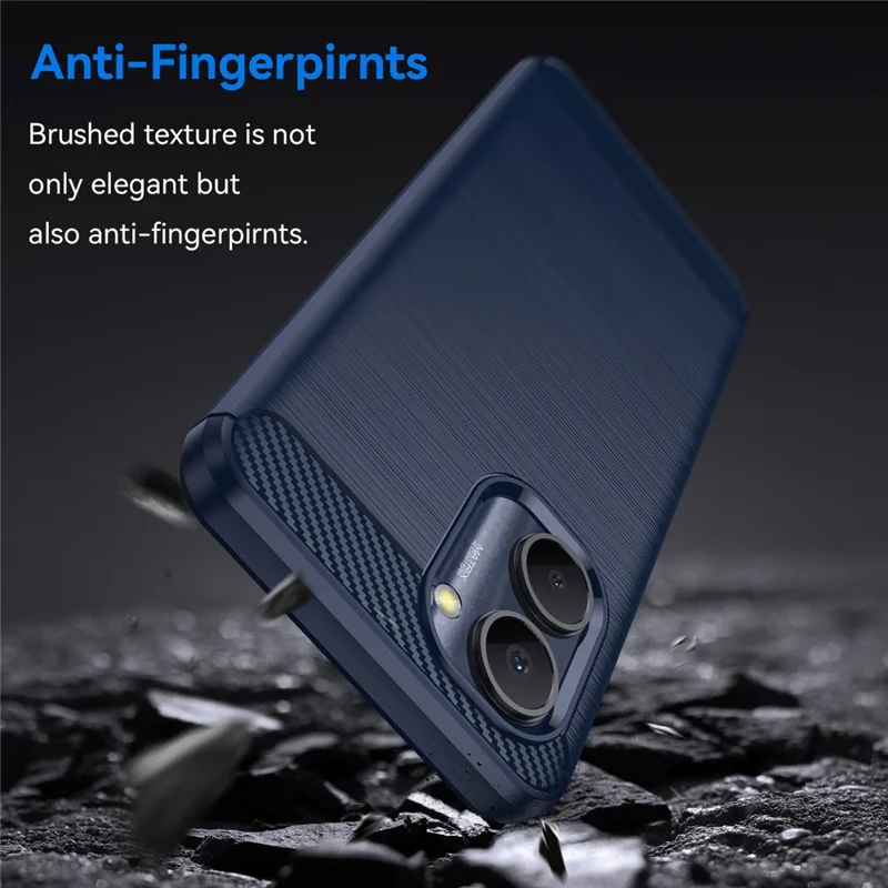 For Realme C33 2023 4G / C33 4G Drop Protection Flexible TPU Phone Back Cover Brushed Carbon Fiber Texture Cell Phone Case - Blue