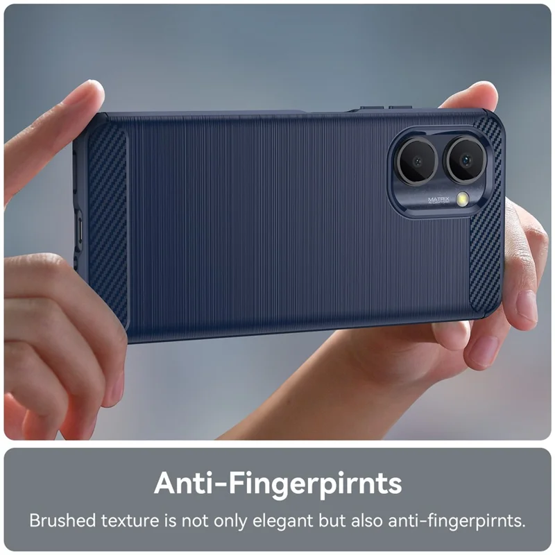 For Realme C33 2023 4G / C33 4G Drop Protection Flexible TPU Phone Back Cover Brushed Carbon Fiber Texture Cell Phone Case - Blue