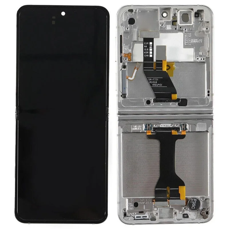 Para Samsung Galaxy Z Flip5 5G F731 Pantalla LCD y ensamblaje del digitalizador + marco (sin logotipo) - Plata