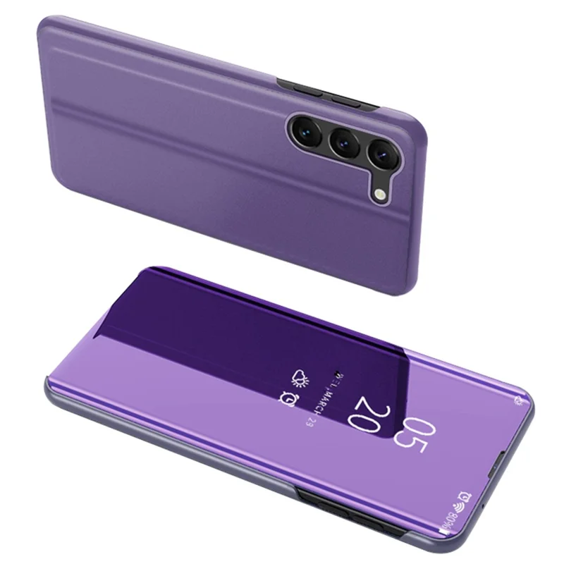 For Samsung Galaxy S23 Flip Leather Cover with Stand Full Body Protective Phone Case - Purple  /  Blue