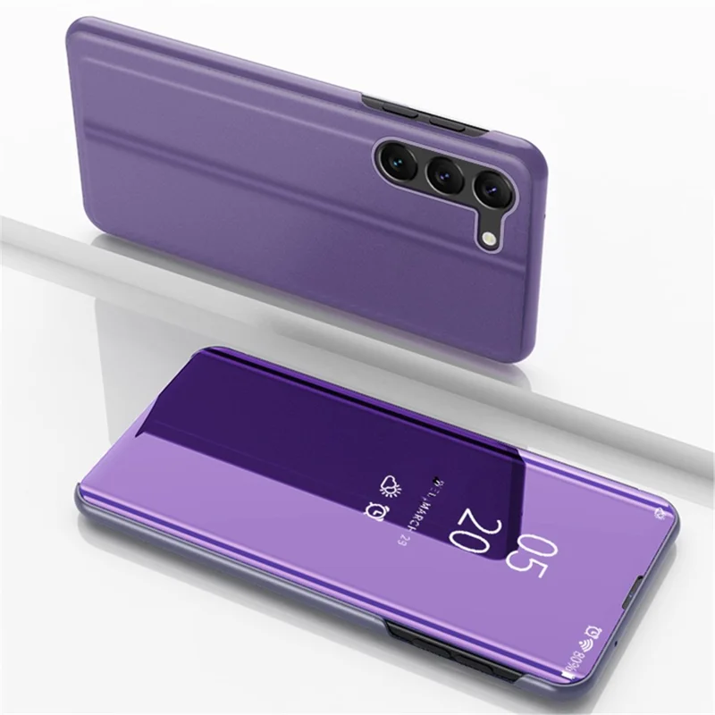 For Samsung Galaxy S23 Flip Leather Cover with Stand Full Body Protective Phone Case - Purple  /  Blue