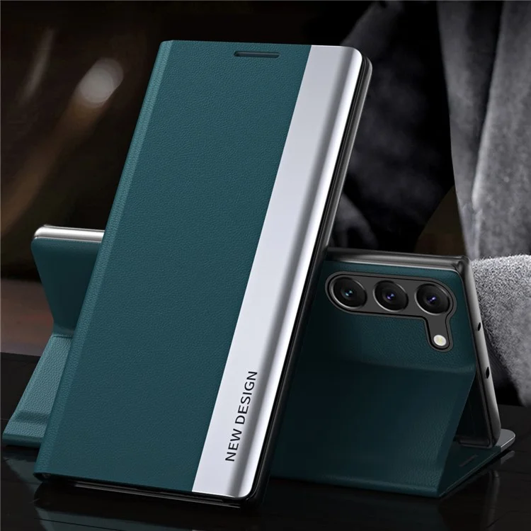 Pour Samsung Galaxy S23 Electroplating PU Leather Flip Viewing Stand Cover Cell Phone Case - Vert