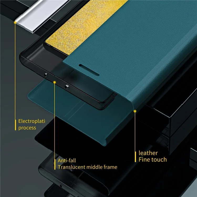 Pour Samsung Galaxy S23 Electroplating PU Leather Flip Viewing Stand Cover Cell Phone Case - Vert