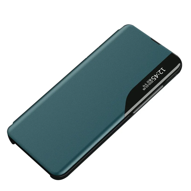 For Samsung Galaxy S23 PU Leather Phone Case View Window Flip Stand Case Anti-Scratch Protective Case - Green