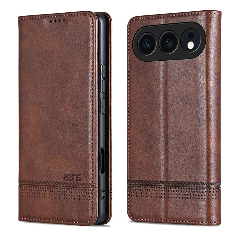 AZNS For Honor 500 5G Capa de Couro PU com Textura de Couro de Vaca, Capa Carteira - Café