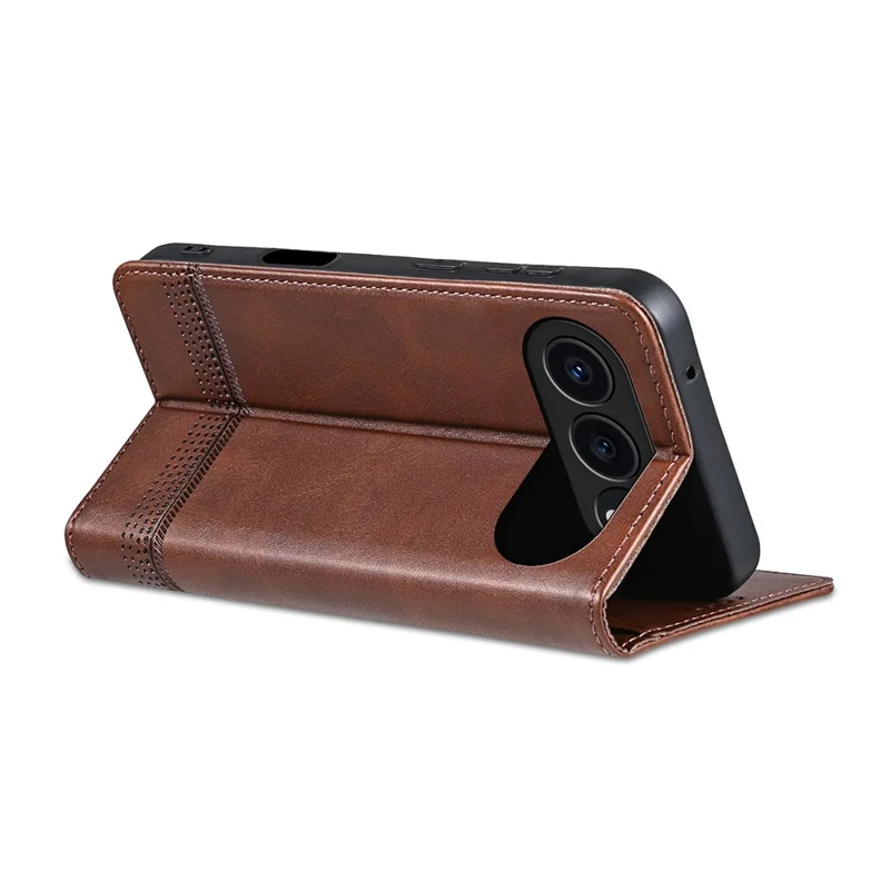 AZNS For Honor 500 5G Capa de Couro PU com Textura de Couro de Vaca, Capa Carteira - Café