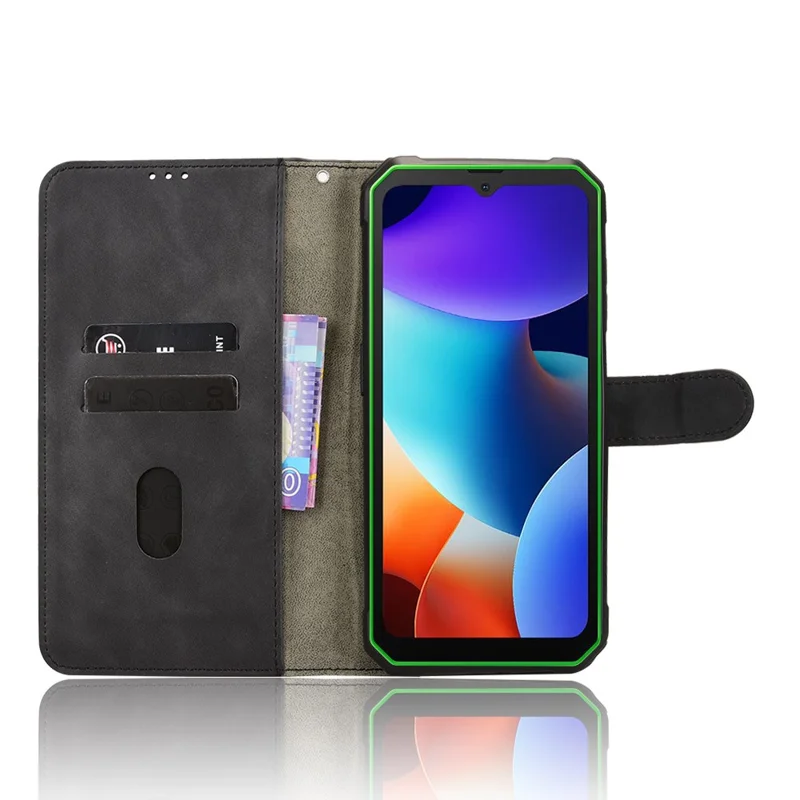 For Blackview BV4800 Læderetui med Hudfølelse, Anti-drop, Wallet, Ståetil, Fliptelebeskyttelse - Sort