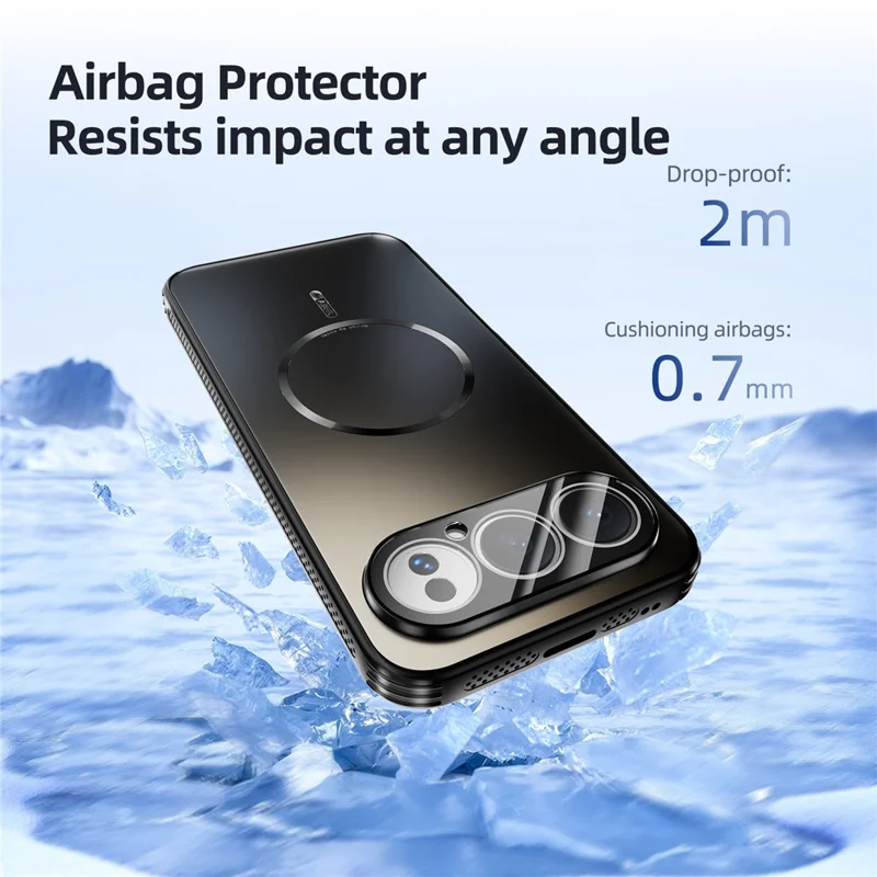 ABEEL For Honor 500 5G Magnetic Case TPU PC Cooling Matte Phone Back Cover with Lens Film - Black