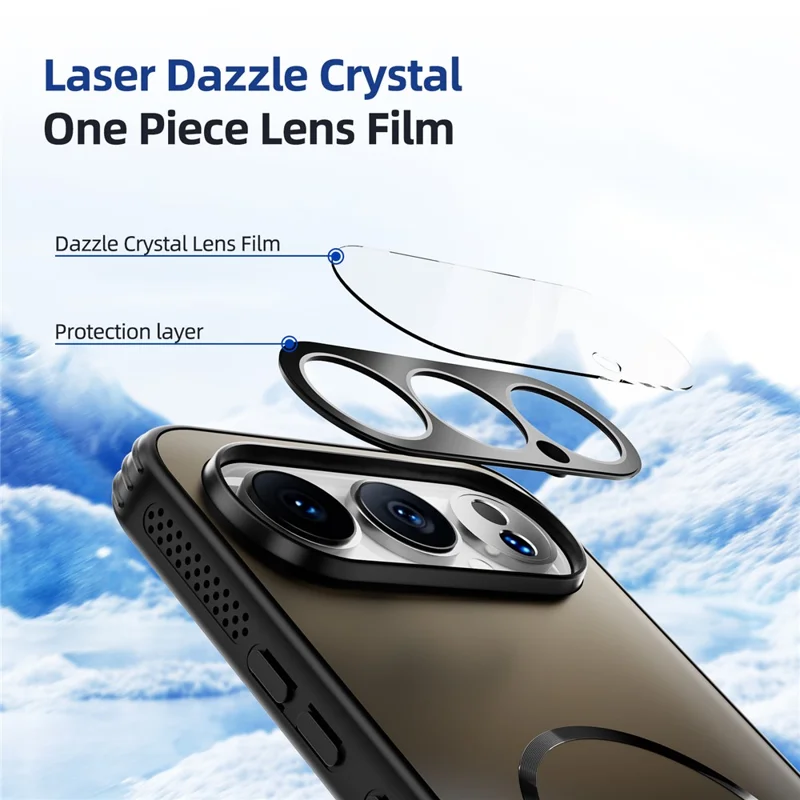 ABEEL For Honor 500 5G Magnetic Case TPU PC Cooling Matte Phone Back Cover with Lens Film - Black