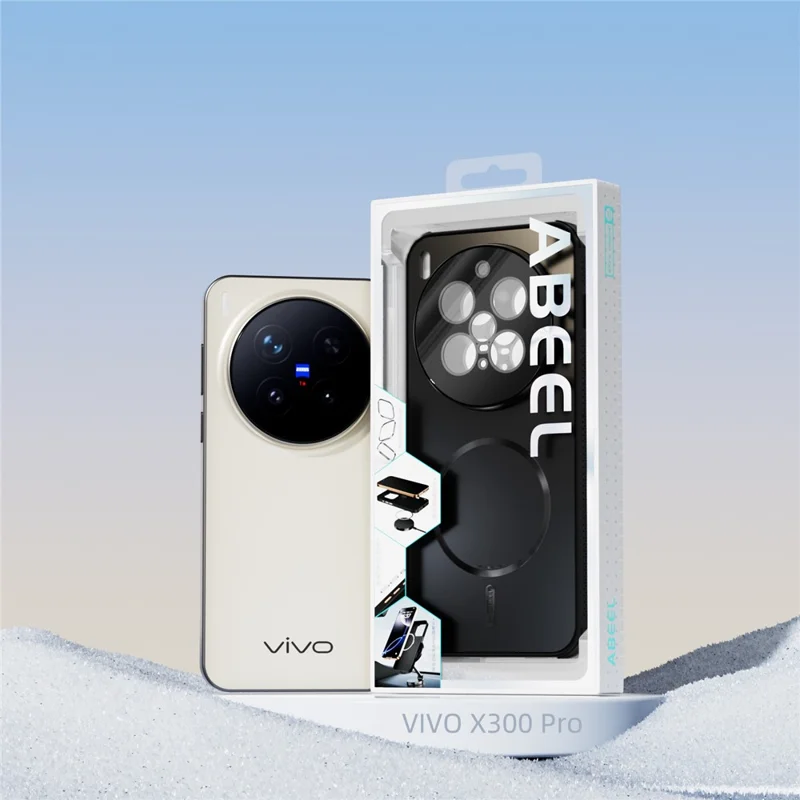 ABEEL For vivo X300 Pro 5G Magnetic Case TPU PC Cooling Matte Phone Back Cover with Lens Film - Black