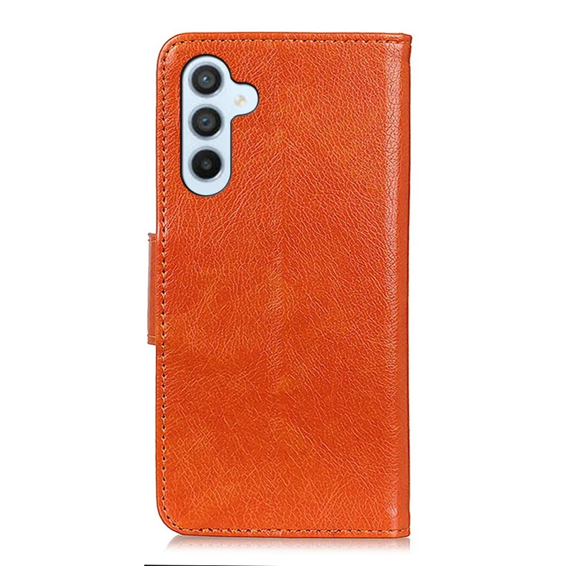 For Samsung Galaxy A57 5G Phone Case Nappa Texture Split Leather Wallet Phone Cover - Orange