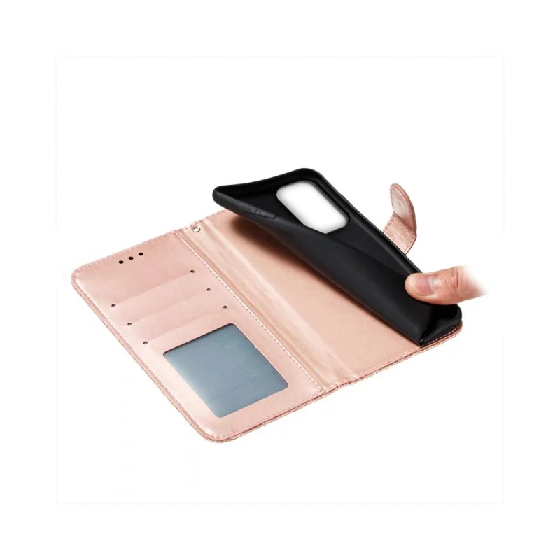 For Samsung Galaxy S26 Case Lace Flowers PU Leather Flip Wallet Phone Cover - Rose Gold