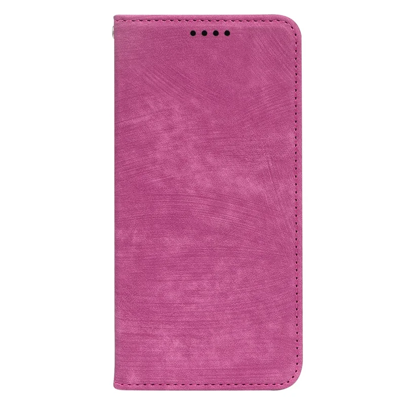 For Samsung Galaxy A57 5G Case Strong Magnetic Leather Wallet Phone Cover with Striped Texture - Rose