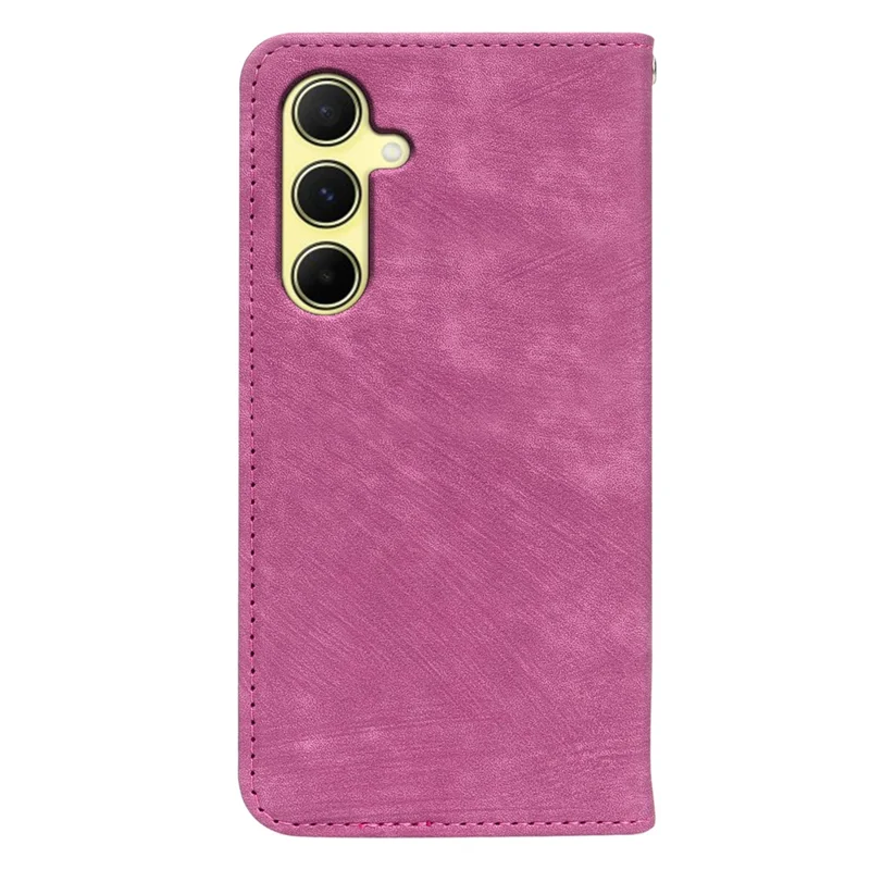 For Samsung Galaxy A57 5G Case Strong Magnetic Leather Wallet Phone Cover with Striped Texture - Rose
