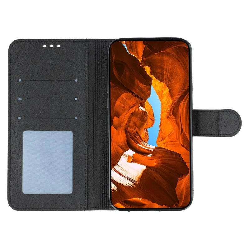 Voor Samsung Galaxy A37 hoesje met veerprint PU-lederen portemonnee hoes - Zwart