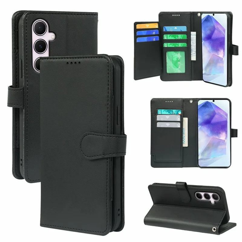 For Samsung Galaxy A27 Case with 9 Card Slots PU Leather Stand Phone Cover - Black