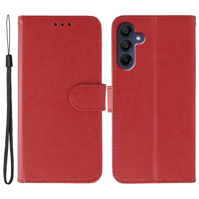 For Samsung Galaxy A57 5G Case PU Leather Flip Wallet Phone Cover with Strap - Red