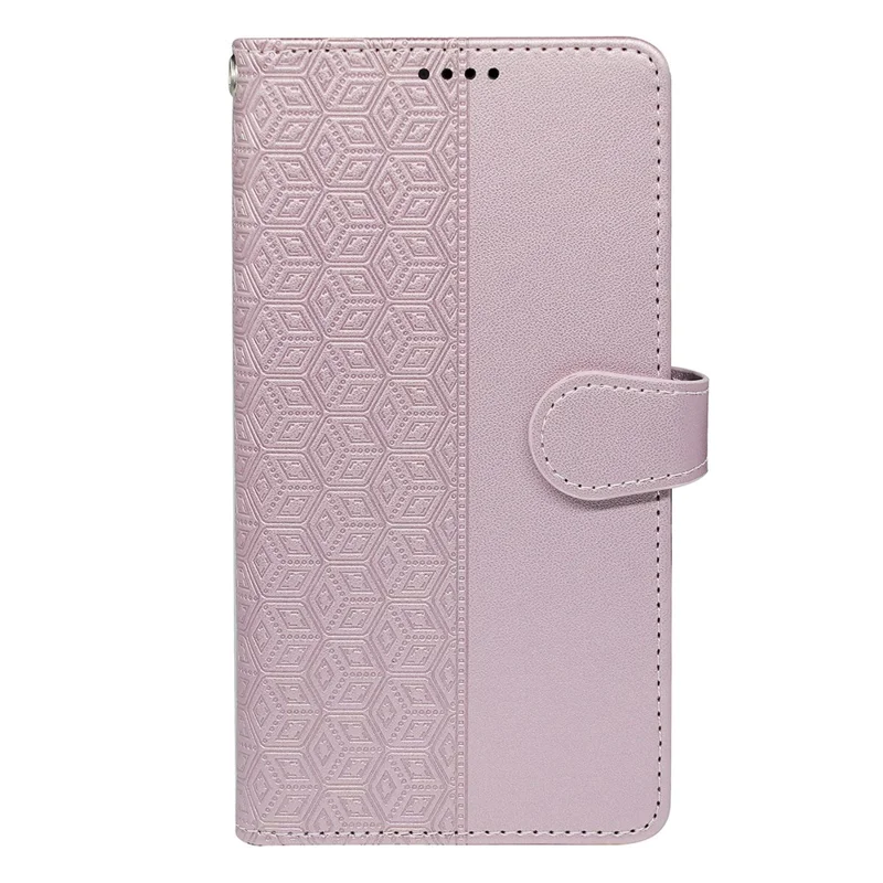 For Samsung Galaxy A27 Case with 9 Card Slots Checkered Pattern PU Leather Phone Cover - Rose Gold