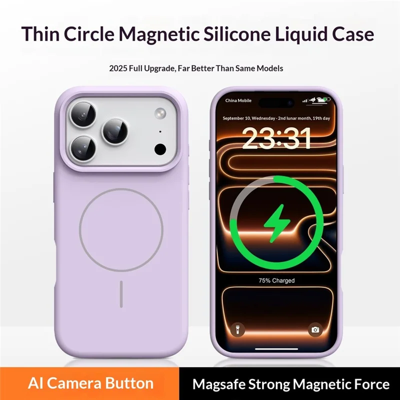 For iPhone 17 Pro Max Magnetic Case Skin-Friendly Liquid Silicone + PC Phone Cover Compatible with MagSafe - Antique White