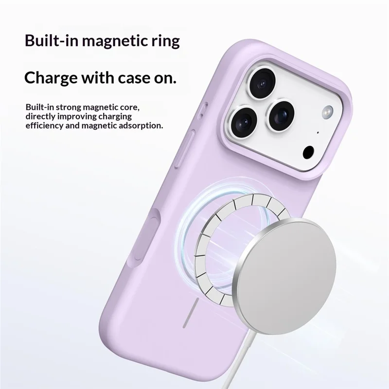 For iPhone 17 Pro Magnetic Case Skin-Friendly Liquid Silicone + PC Phone Cover Compatible with MagSafe - Purple