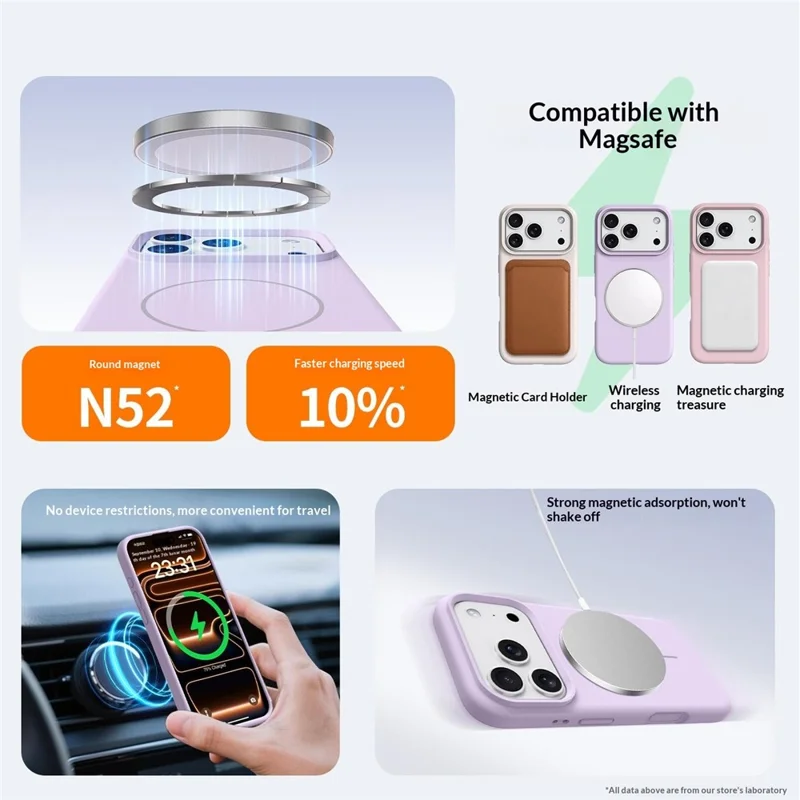 For iPhone 17 Pro Magnetic Case Skin-Friendly Liquid Silicone + PC Phone Cover Compatible with MagSafe - Purple