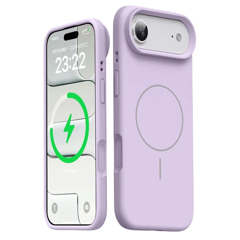 Coque magnétique pour iPhone Air, housse en silicone liquide doux au toucher + PC, compatible MagSafe - Violet