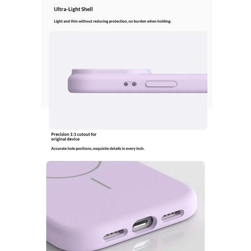 Capa Magnética para iPhone 16, Capa em Silicone Líquido Suave ao Toque + PC, Compatível com MagSafe - Roxo