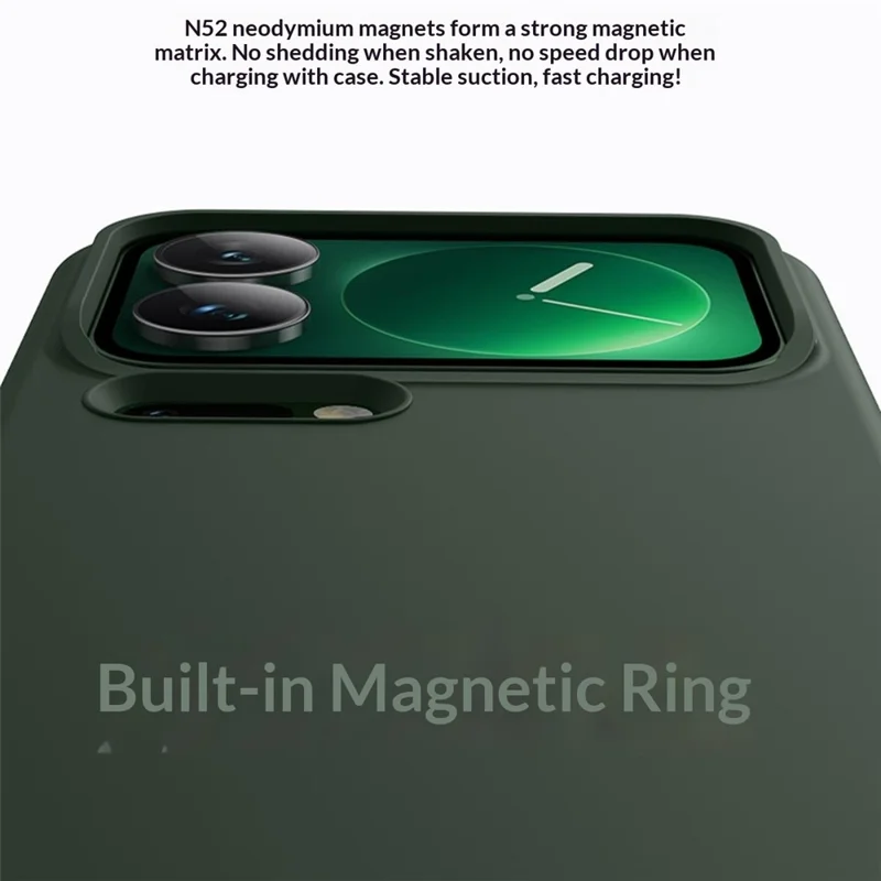 For Xiaomi 17 Pro Max Magnetic Case Skin-friendly Liquid Silicone + PC Phone Cover - Green