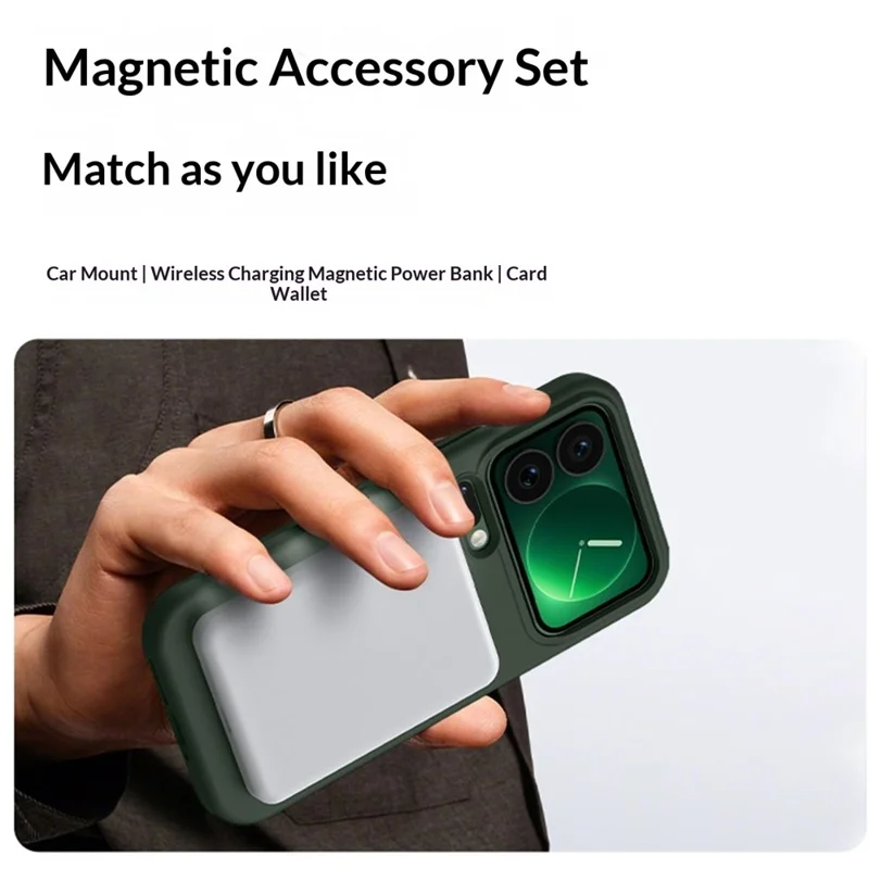 For Xiaomi 17 Pro Max Magnetic Case Skin-friendly Liquid Silicone + PC Phone Cover - Green