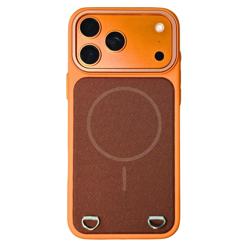 Für iPhone 17 Pro Magnetische Hülle mit Kartenfach, Hautfreundliches Kunstleder + PC Rückseite mit Magnetring Ausklappbar - Orange