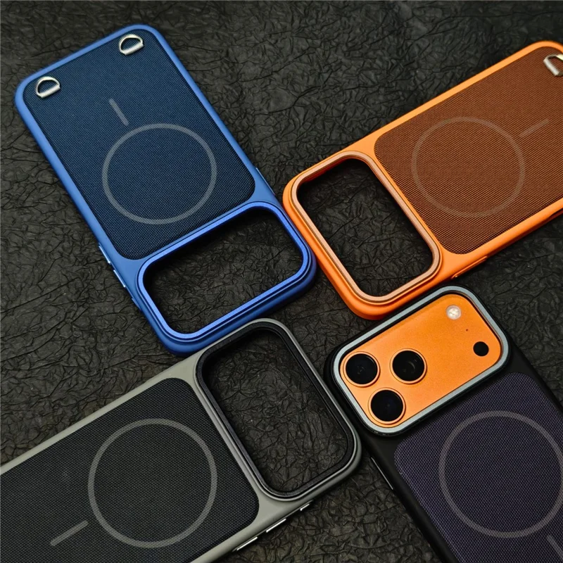 Für iPhone 17 Pro Magnetische Hülle mit Kartenfach, Hautfreundliches Kunstleder + PC Rückseite mit Magnetring Ausklappbar - Orange