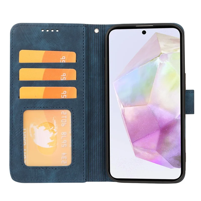 For Samsung Galaxy A37 5G Case Flip Wallet Striped Texture Leather Phone Cover - Blue