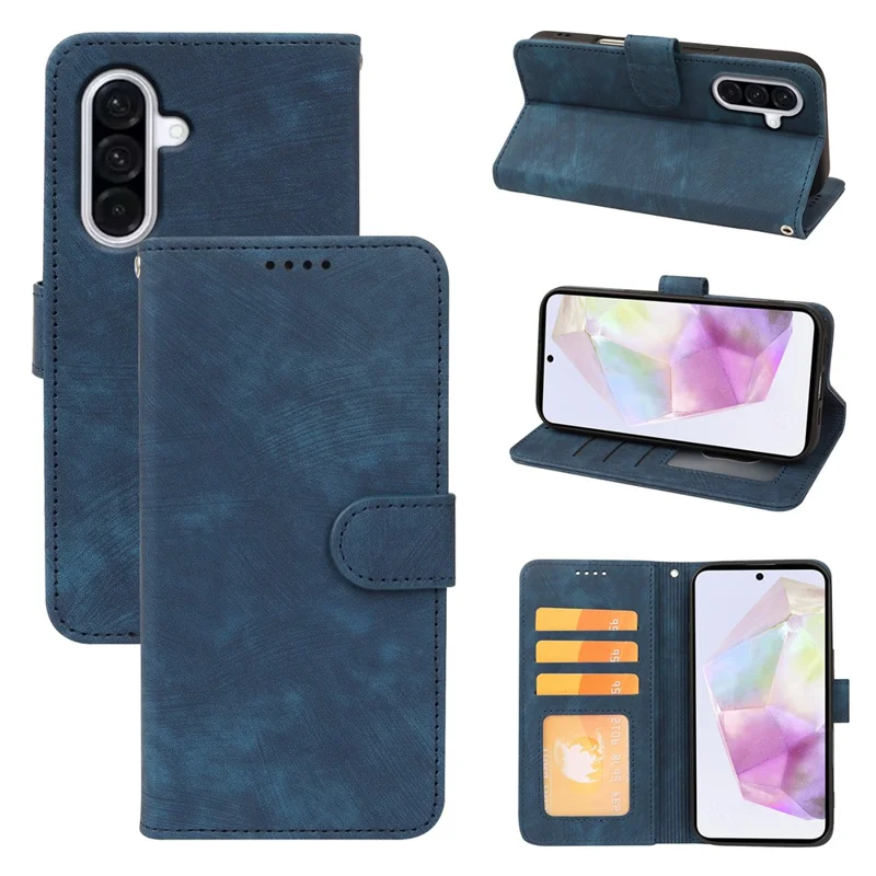 For Samsung Galaxy A37 5G Case Flip Wallet Striped Texture Leather Phone Cover - Blue