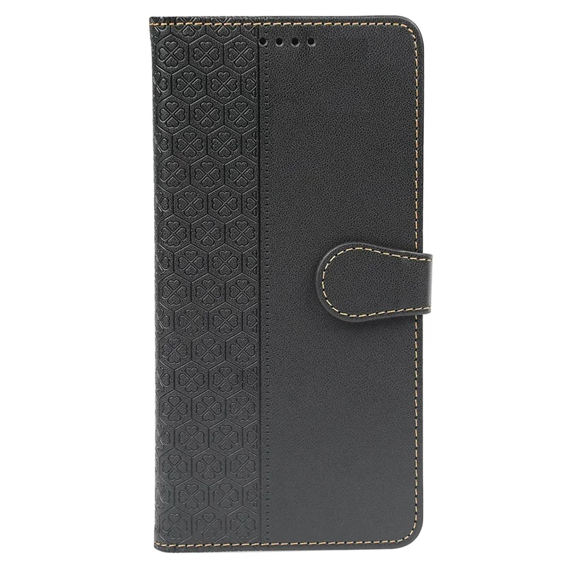 For Samsung Galaxy S26 Ultra Case Magnetic Clasp Four Leaf Clover Leather Phone Cover - Black