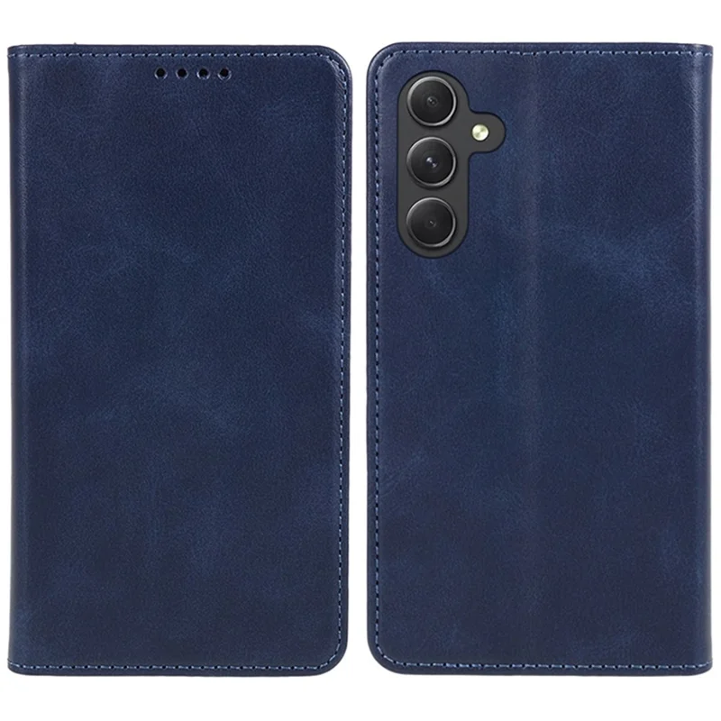 For Samsung Galaxy A27 Case Strong Magnetic PU Leather Phone Cover Calf Texture - Blue