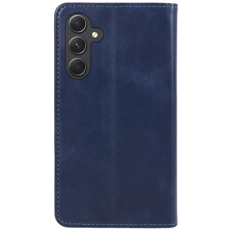 For Samsung Galaxy A27 Case Strong Magnetic PU Leather Phone Cover Calf Texture - Blue