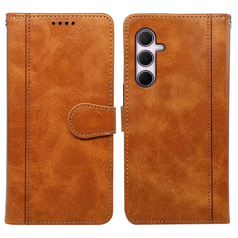 For Samsung Galaxy A27 Case Calf Texture Leather Stand Book Style Phone Cover - Yellow