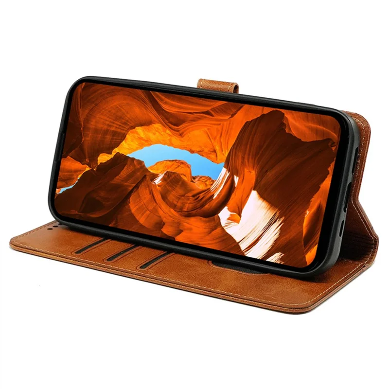 For Samsung Galaxy A27 Case Calf Texture Leather Stand Book Style Phone Cover - Yellow