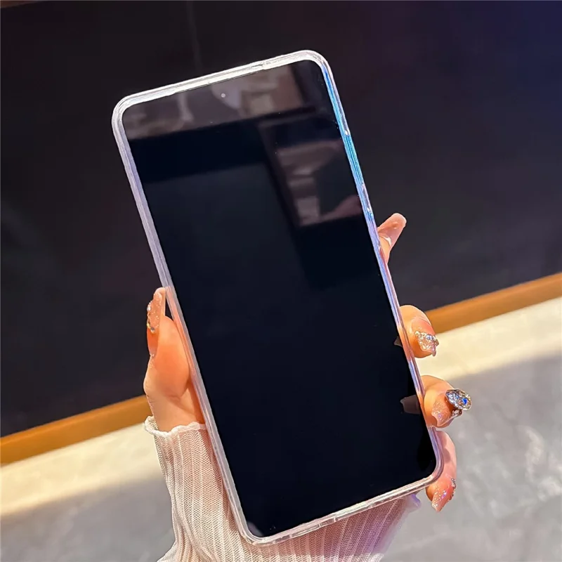 For Samsung Galaxy S24 Ultra Magnetic Case Rhinestone Edge Glitter Back TPU + PC IMD Phone Cover - Glitter Transparent