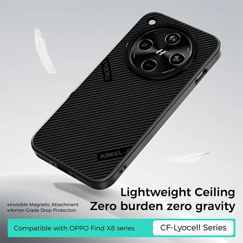 ABEEL Seria CF-Lyocell Dla Oppo Find X8 5G Obudowa Magnetyczna Pokrowiec Na Telefon Z Mikrofibry + PC + E-TPU - Nr 1